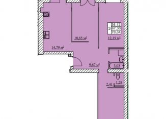 Продается трехкомнатная квартира, 70.3 м2, посёлок Красный Бор