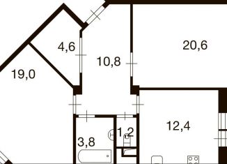 Продажа двухкомнатной квартиры, 72.5 м2, деревня Ивановское, улица Семёна Гордого, 3