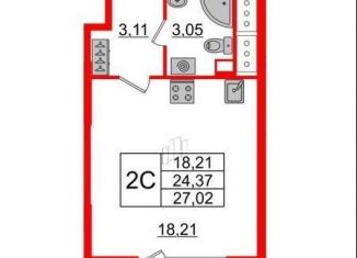 Квартира на продажу студия, 24.4 м2, Санкт-Петербург, метро Елизаровская