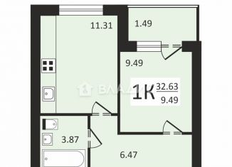 Продается 1-комнатная квартира, 32.6 м2, Владимирская область