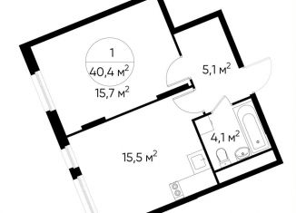 Продажа 1-ком. квартиры, 40.4 м2, Москва, деревня Рассказовка, 1