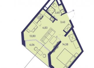 Продается 2-ком. квартира, 46.3 м2, посёлок городского типа Ливадия