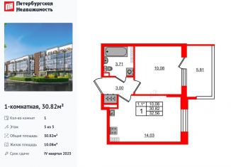 Продаю 1-комнатную квартиру, 30.8 м2, Санкт-Петербург, метро Звёздная