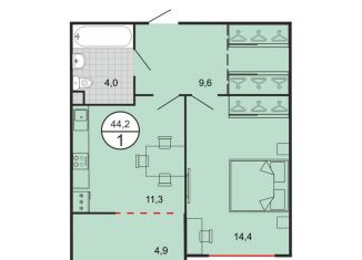 Продажа 1-комнатной квартиры, 44.2 м2, Ставропольский край