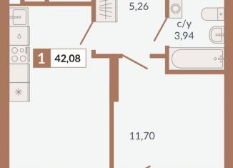 Однокомнатная квартира на продажу, 42.1 м2, Екатеринбург, метро Геологическая