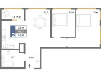 Продается 2-комнатная квартира, 65 м2, село Белоглинка