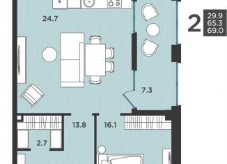 Продам двухкомнатную квартиру, 69 м2, Архангельская область