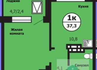 Продам однокомнатную квартиру, 37.3 м2, Красноярск