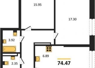 2-ком. квартира на продажу, 74.5 м2, Воронеж, Центральный район