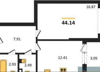 Продам однокомнатную квартиру, 44.1 м2, Воронеж