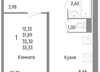 Продается 1-ком. квартира, 32.3 м2, Челябинск, Нефтебазовая улица, 1к2, Советский район