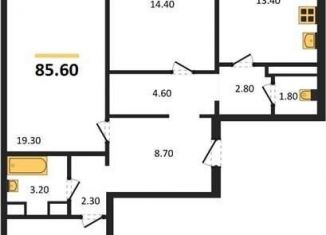 Продам трехкомнатную квартиру, 85.6 м2, село Ямное, улица Генерала Черткова, 2