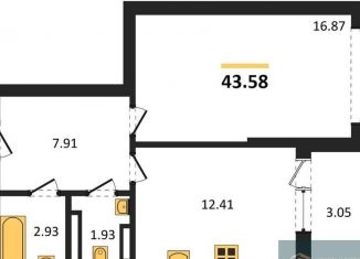 Продам однокомнатную квартиру, 43.6 м2, Воронеж