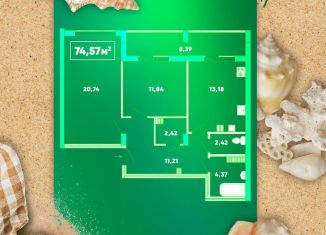 Продам 2-ком. квартиру, 74.5 м2, Феодосия, улица Грина, 43