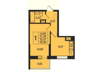 1-ком. квартира на продажу, 33.4 м2, Ульяновская область