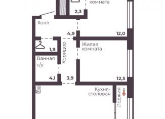 2-комнатная квартира на продажу, 63.6 м2, Челябинск