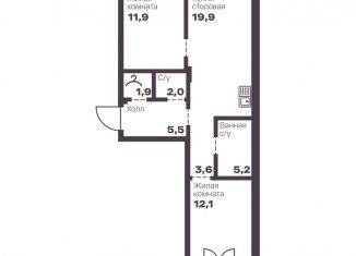 Продается 2-комнатная квартира, 62.1 м2, Челябинск, проспект Ленина, 19В, Тракторозаводский район