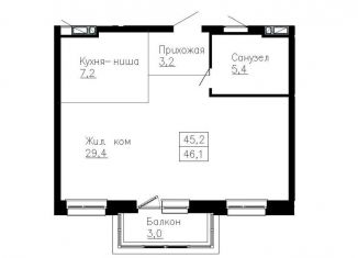 Продаю 2-ком. квартиру, 46.1 м2, Владивосток, Ленинский район