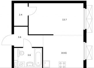 Продам 1-комнатную квартиру, 33.9 м2, Москва, Южнопортовый район