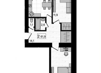 Продается 2-комнатная квартира, 62 м2, село Чигири, Красивая улица, 23А