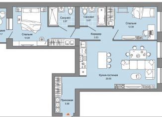 Продажа 3-комнатной квартиры, 76 м2, Кировская область, улица 4-й Пятилетки, 82