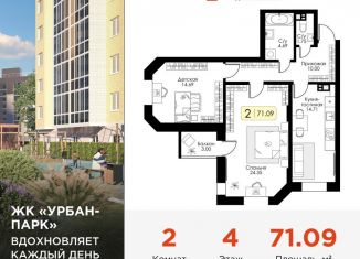 2-комнатная квартира на продажу, 71.1 м2, Тверь