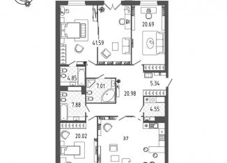 Продам 4-комнатную квартиру, 173 м2, Санкт-Петербург, Петровская коса, 6к1, ЖК Петровская Доминанта