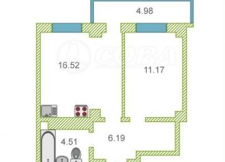 Продам 1-ком. квартиру, 38.2 м2, Тюмень, улица Константина Посьета, 10, Восточный округ