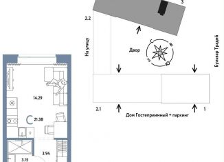 Продаю квартиру студию, 21.4 м2, Тюмень, Калининский округ, улица Новосёлов, 104