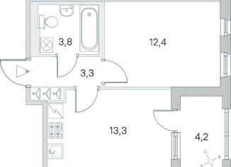 1-комнатная квартира на продажу, 35.3 м2, Санкт-Петербург, улица Нины Петровой, 8к1