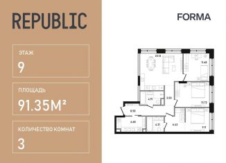 Продам 3-ком. квартиру, 91.4 м2, Москва, улица Пресненский Вал, 27с2