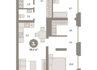 Продаю 1-комнатную квартиру, 56.4 м2, Москва, Тагильская улица, 6/5, ВАО