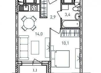 Продам 1-комнатную квартиру, 31.5 м2, Московская область, жилой комплекс Квартал Светлый, к4