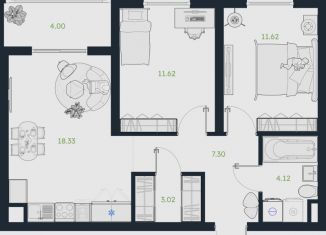 Продажа трехкомнатной квартиры, 58 м2, рабочий посёлок Винзили, Сосновая улица, 5