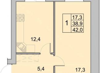 Продажа 1-комнатной квартиры, 42 м2, Вологда, Окружное шоссе, 39