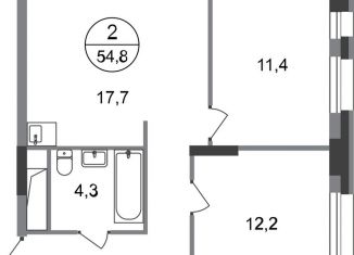 Продаю 2-комнатную квартиру, 54.8 м2, Московский