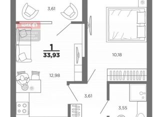 Продам 1-комнатную квартиру, 33.9 м2, Рязань, Октябрьский район