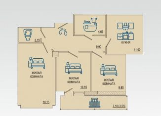 Продается 3-ком. квартира, 69.5 м2, Волгоград