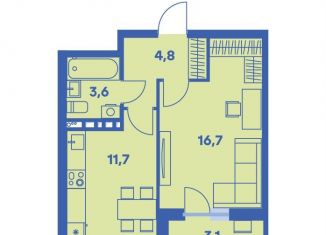 Продается 1-комнатная квартира, 38.4 м2, Пермь