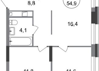 Продаю 2-комнатную квартиру, 54.9 м2, Московский