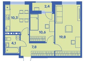 Продаю двухкомнатную квартиру, 53.8 м2, Пермь