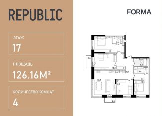 Продается 4-комнатная квартира, 126.2 м2, Москва, жилой комплекс Репаблик, к2.2, ЦАО