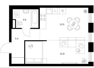 Продам 1-комнатную квартиру, 35.4 м2, Москва, жилой комплекс Москворечье, 1.3, метро Варшавская