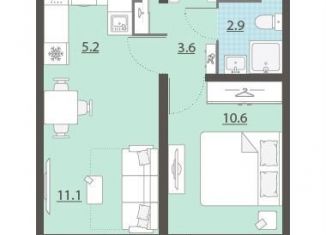 Продается 1-комнатная квартира, 33.4 м2, Екатеринбург, жилой комплекс Хрустальные Ключи, 5к4