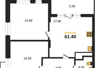 Продаю 2-ком. квартиру, 61.4 м2, Воронежская область