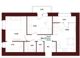 Продается 2-комнатная квартира, 65.8 м2, Пенза, Октябрьский район, проспект Строителей, 21Ак1