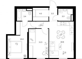 Продается 2-комнатная квартира, 57.7 м2, Москва, район Москворечье-Сабурово, Котляковская улица, 7/8