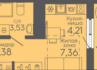 Продается квартира студия, 19.7 м2, Екатеринбург, жилой комплекс Новокольцовский, 5, Октябрьский район