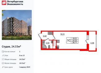 Продажа квартиры студии, 24.5 м2, Санкт-Петербург, метро Улица Дыбенко, Дальневосточный проспект, 23