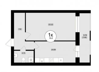 Продаю 1-комнатную квартиру, 51.5 м2, Самара